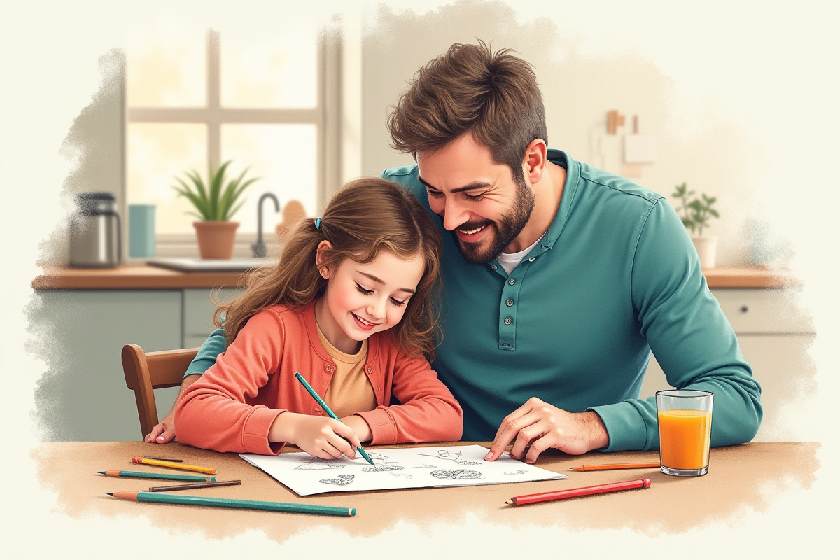 otec-i-doch-risuyut-vmeste-za-stolom
