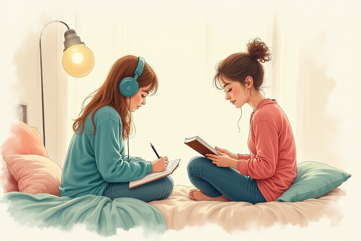 podrostok-v-naushnikah-mama-ryadom