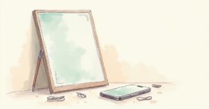 Телефон рядом с зеркалом