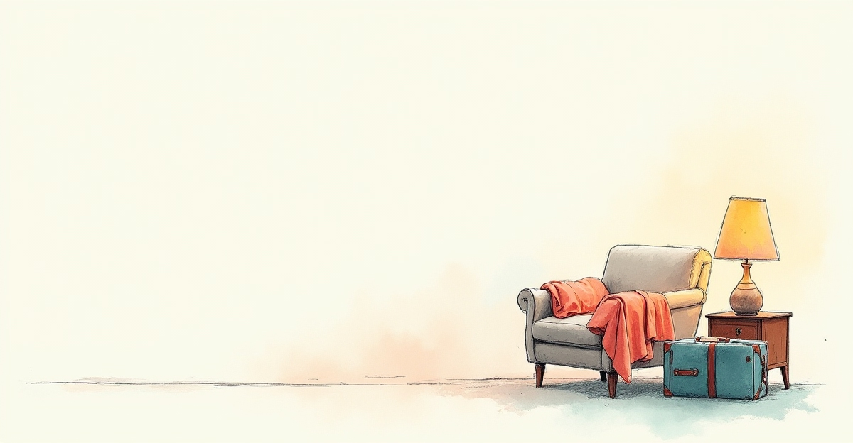 Чемодан и плед в гостевой комнате