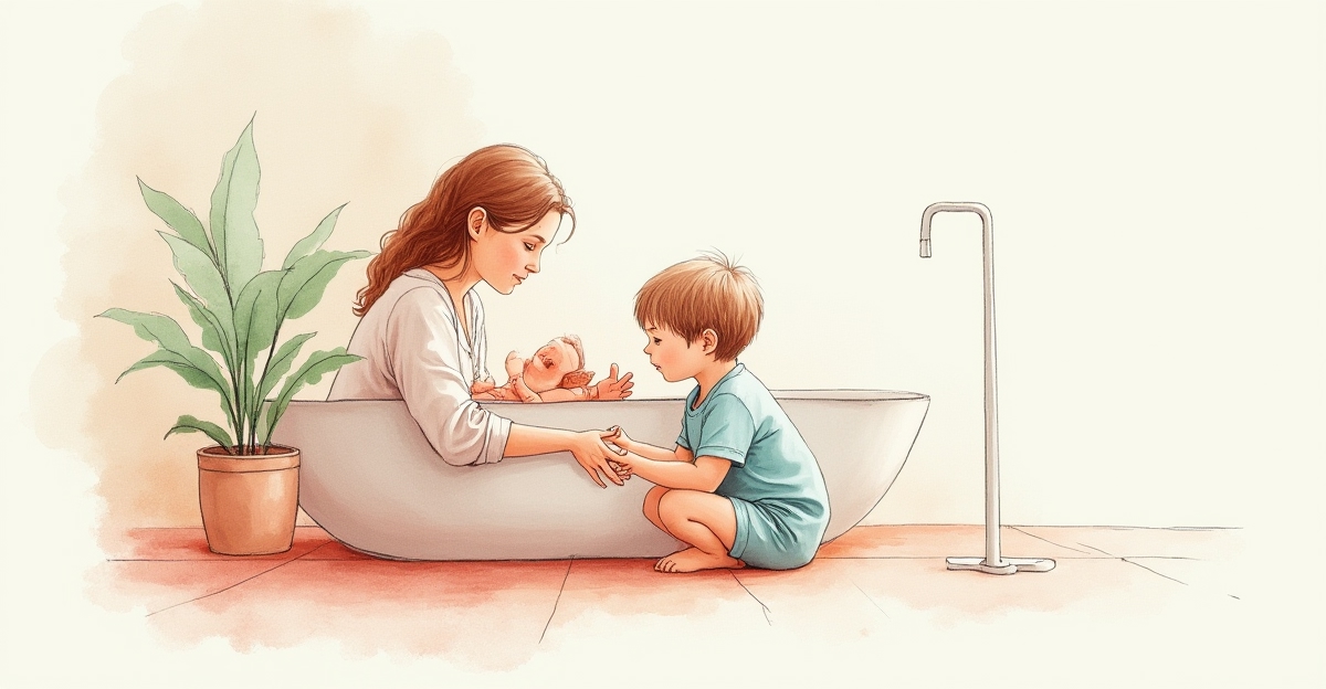 Родитель помогает чистить зубы