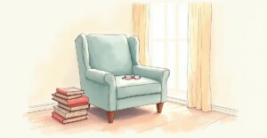 Четыре книги у кресла